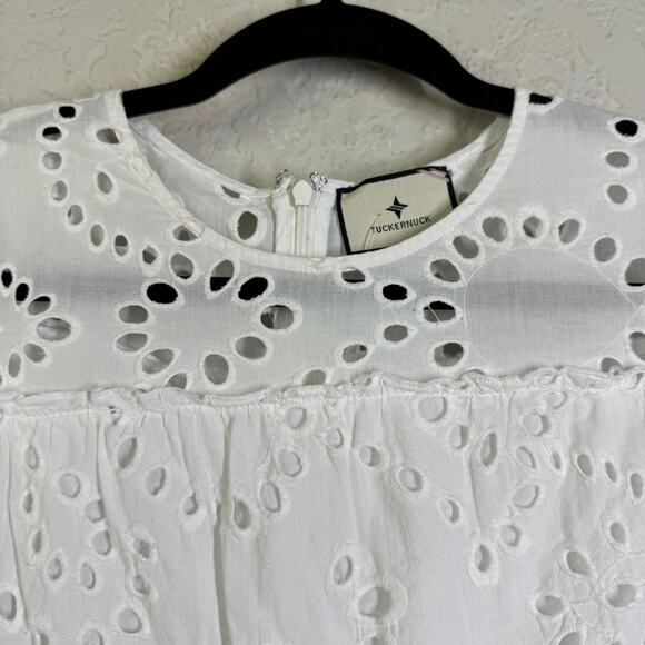 TUCKERNUCK Blouse Small Eloise Eyelet A-Line Silhouette Bell Sleeves Lined - Picture 5 of 15